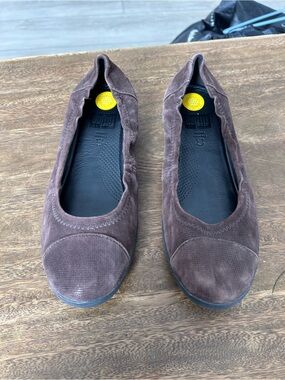 FitFlop Brown Suede Ballet Flats Comfort Cushioned Slip On Walking Shoes